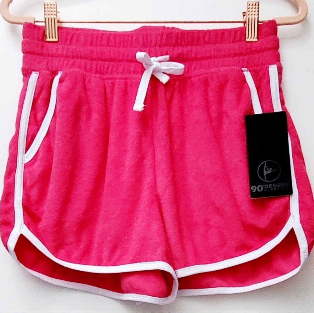90 Degree By Reflex Raspberry Pink Sorbet Towel Terry Sunbathe Shorts Sz XS NEW